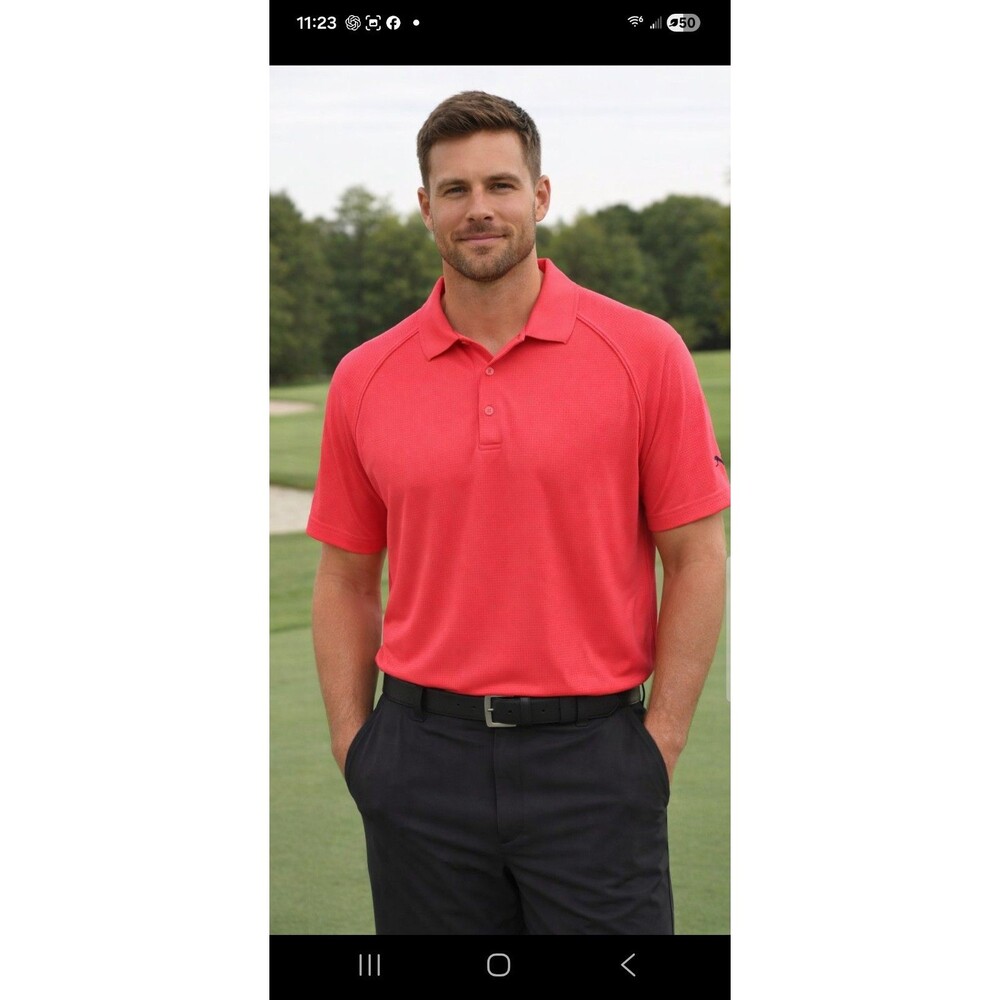 Pink XL Slazenger Golf Polo Waffle Knit Shirt Mens Performance Poly Short Sleeve